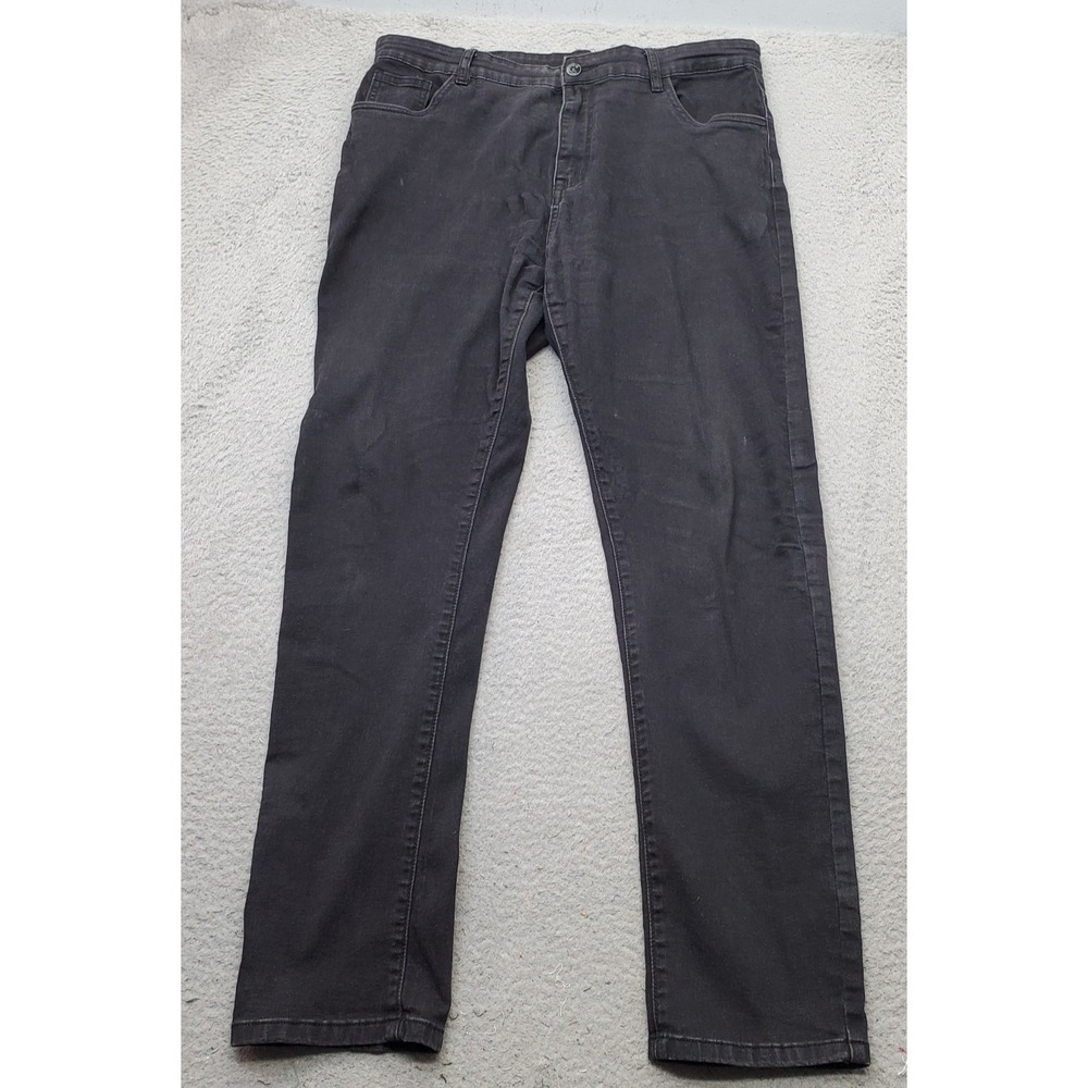 Fashion Jeans Mens 38 Black Denim Stretch Regular Fit Dark Wash Straight Leg